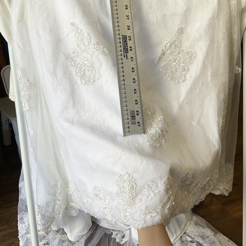 David’s Bridal Women Dress 12 White Rayon Floral A-Line SY9501 Wedding Embroided - Picture 8 of 16